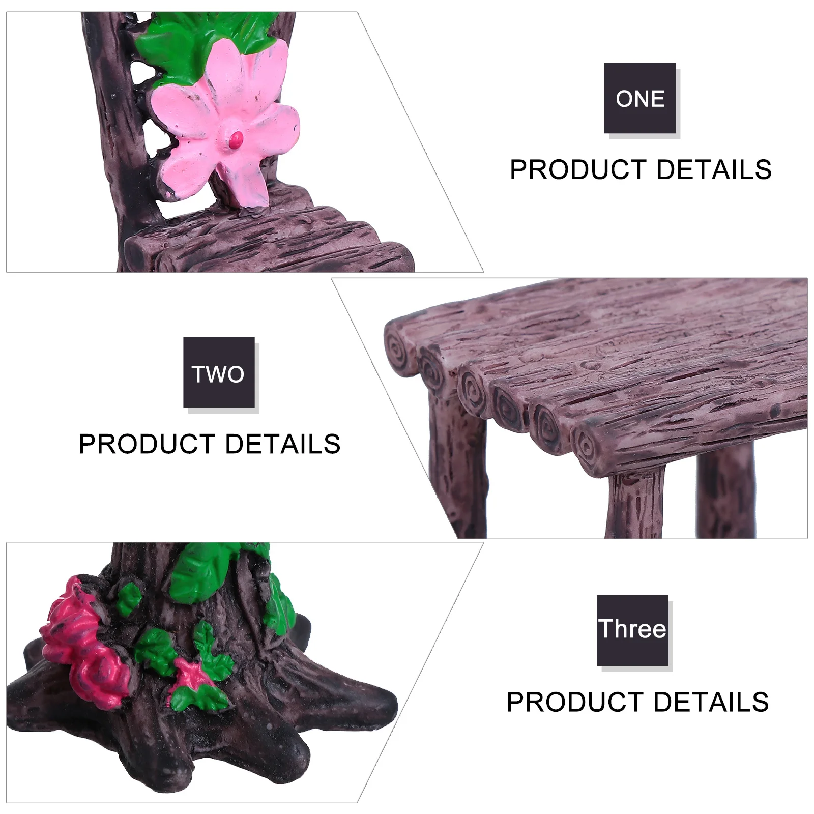 

5Sets Realistic Miniature Resin Table Chairs Durable Decor for Home Office Fairy Garden Desktop Decoration Decorative Crafts