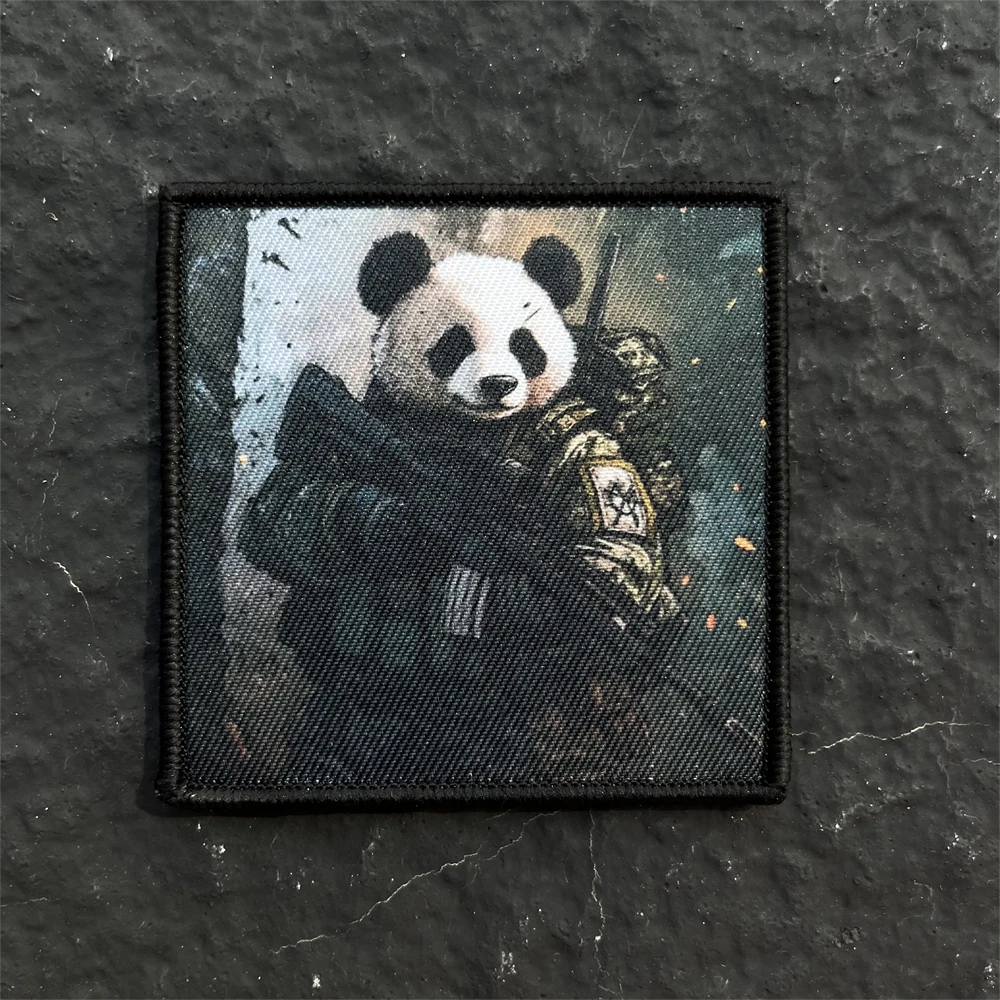 Parche táctico de Panda AK47, insignia de moral Airsoft, brazalete militar impreso, parches de gancho y bucle para ropa, pegatina de mochila