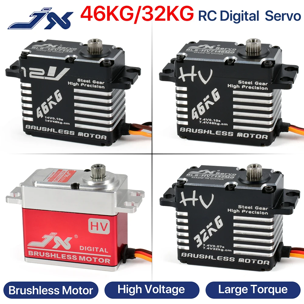 

JX Waterproof Servo BLS-HV7146MG 46KG BLS-HV7132MG 32KG Brushless Servo Digital Steel Gear Aluminum Case for RC Car Truck Robot