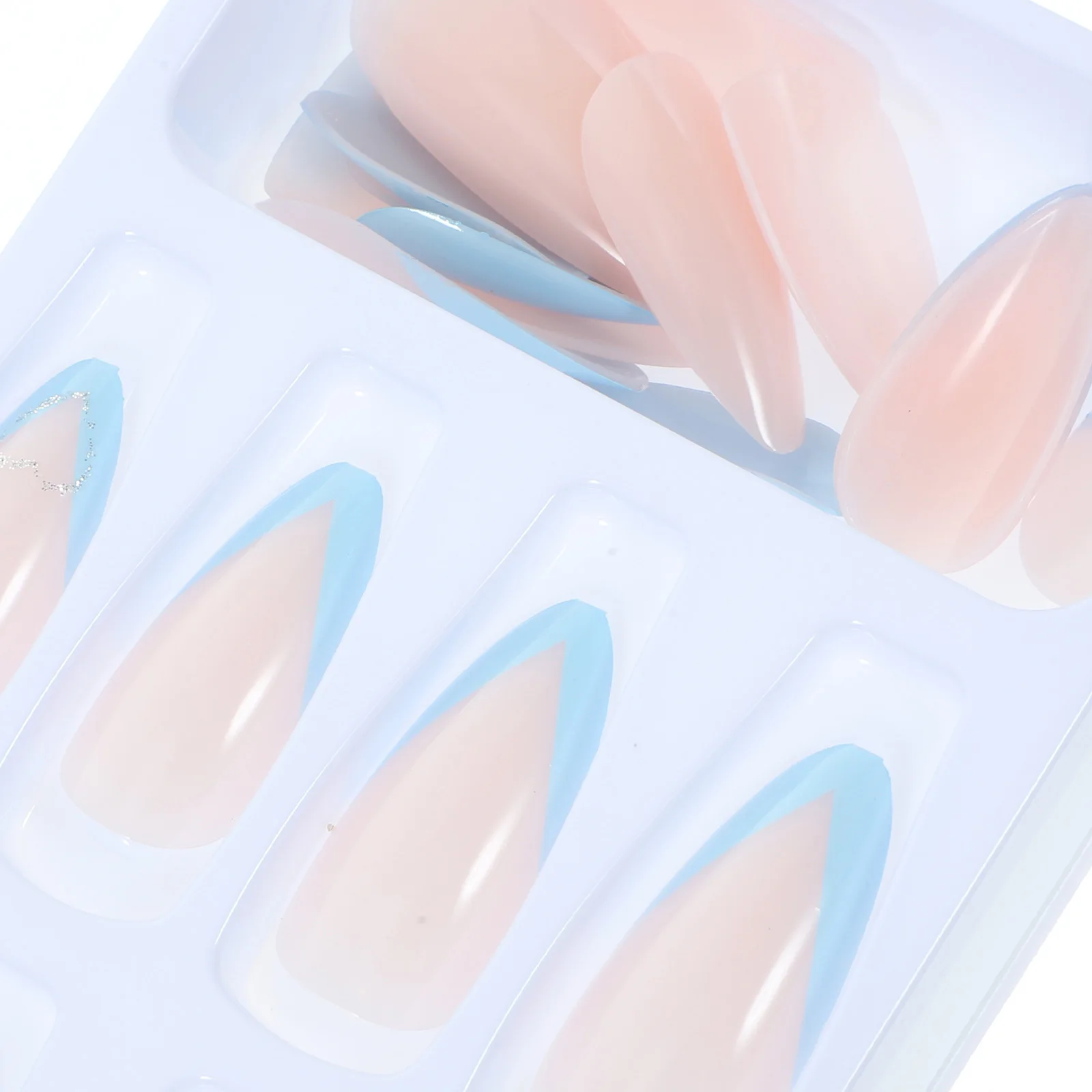 مجموعة واحدة من لوازم مانيكير ذات ألوان رقيقة للأظافر للنساء لحفلات الزفاف والديكور اليومي اضغط على الأظافر