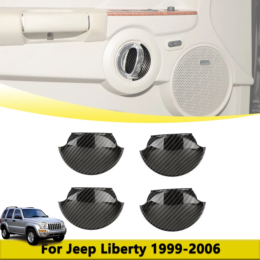 Inner Car Door Handle Bowl Decoration Cover Trim for Jeep  Liberty 1999-2006 Carbon Fiber Interior Mouldings Car Accessories