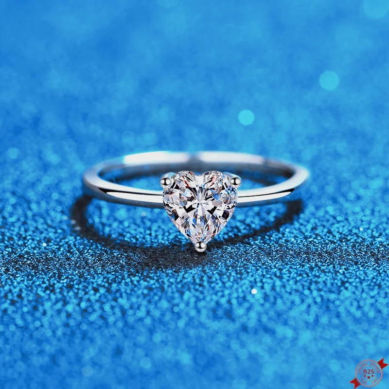 

Серебряные кольца S925 с муассанитом 0,5 карата для женщин с платиновым покрытием в форме сердца, инкрустация когтями, свадебное кольцо с бриллиантами, подарок для влюбленных, оптовая продажа