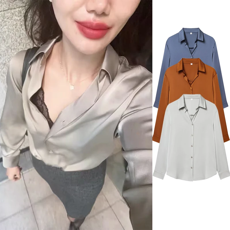 Tidalyf Office Women's Shirts Spring 2026 New Fashion Loose Elegant Women's Long-sleeved Blouses Chic Youth Comfortable Tops