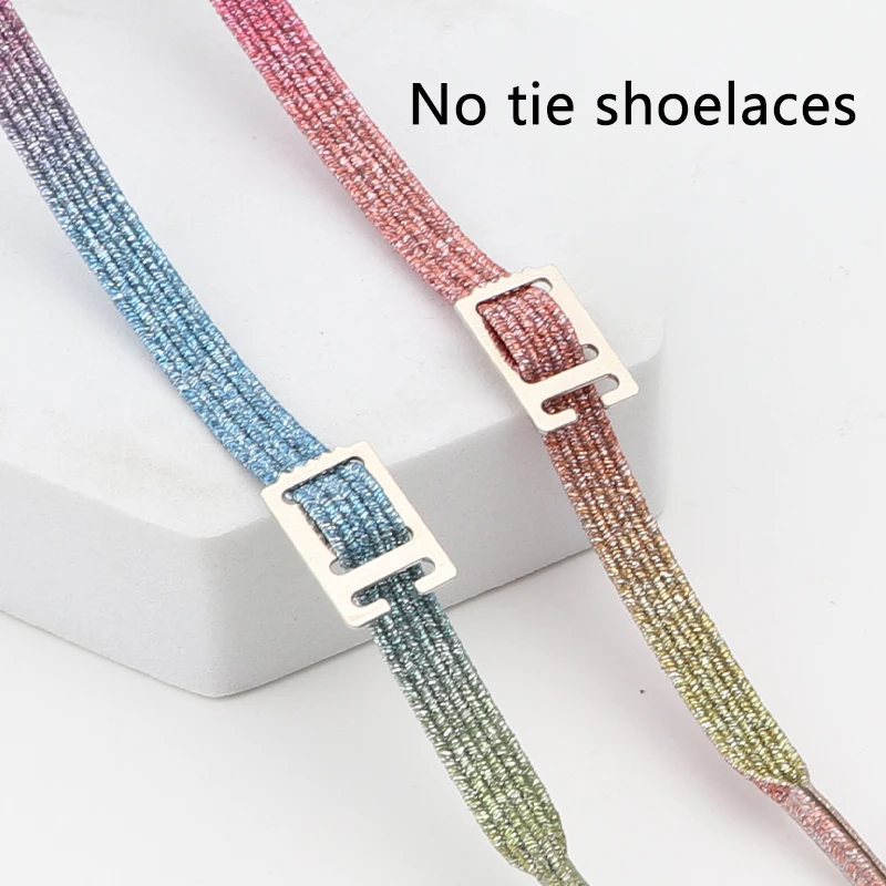 1 Pair Elastic Shoelaces Rainbow No Tie Shoe Laces For Sneakers Lazy Lace Kids Adult Quick Stretching Lock Flat Shoelace