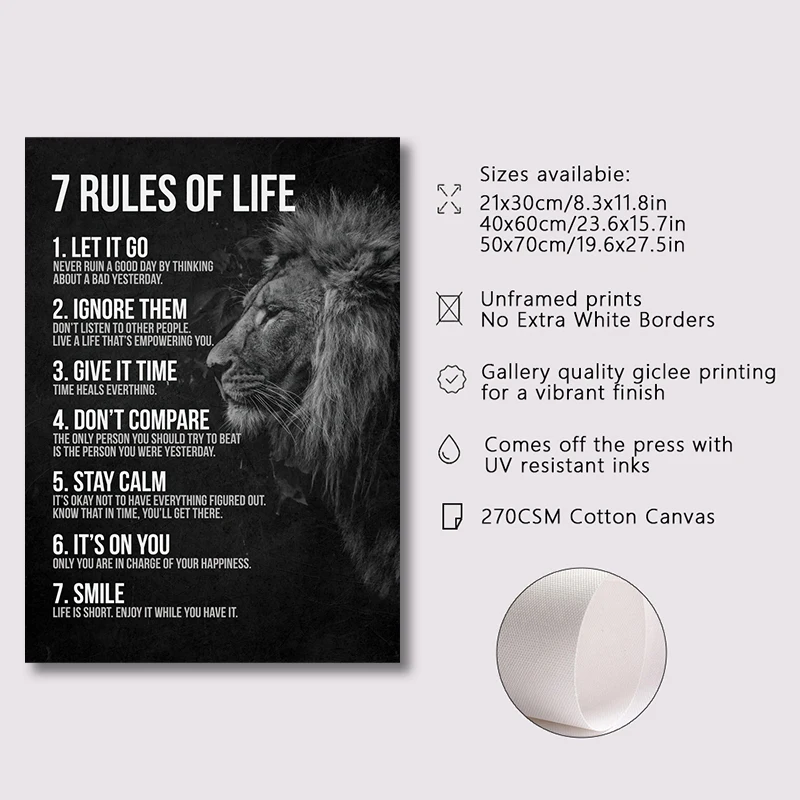 Motivational Quotes Success Canvas Poster Lion Mindset Is Everything Poster Wall Art Print Painting Office Living Room Decor