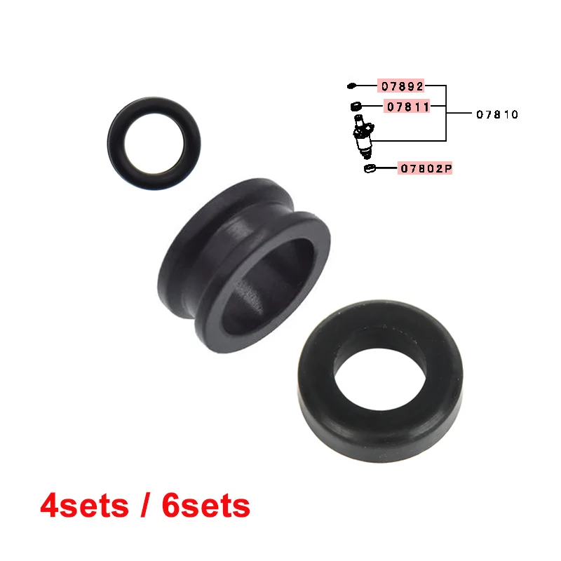 4 Sets/6 Sets Fuel Injector O-Ring Oil Seal Insulator for Lancer Space Wagon Pajero V23 IO Pinin H76 MD087060 MD614805 MD614813