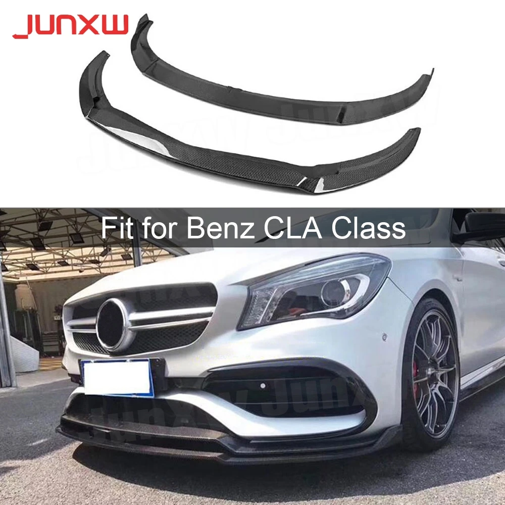 

2Pcs/Set Carbon Fiber Double Front Bumper Lip Spoiler for Benz CLA Class W117 CLA200 CLA250 CLA45 AMG Facelift 2016-2019