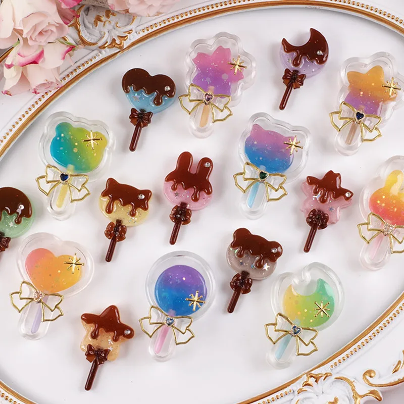 UV Glue Quicksand Lollipop Crystal Epoxy Resin Mold DIY Love Rabbit Pentagram Quicksand Silicone Mold