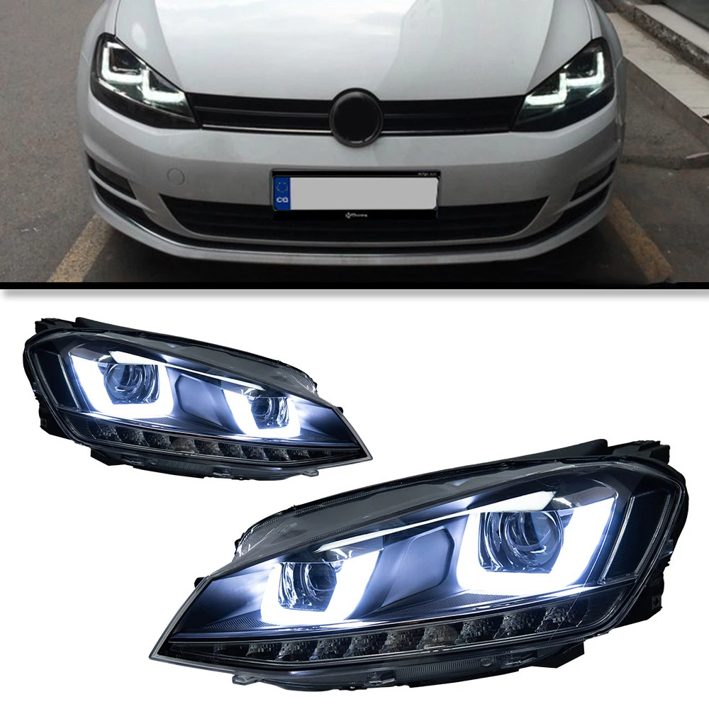 For 2013-2017 Volkswagen Golf 7 Modified LED Lens Headlight Low-rise Daytime Running Light Turn signal