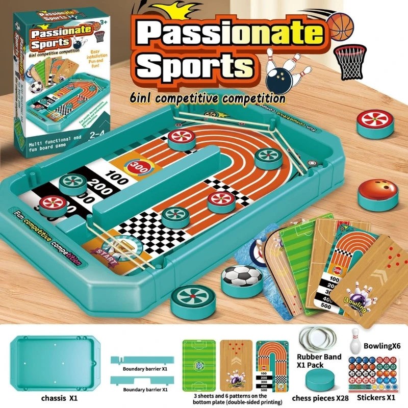 Tabletop Soccer Board Game with Elastic Shot Disc Play, 25 x 15.5 Family Game Board with Two-Color Discs for Indoor Play 15UB