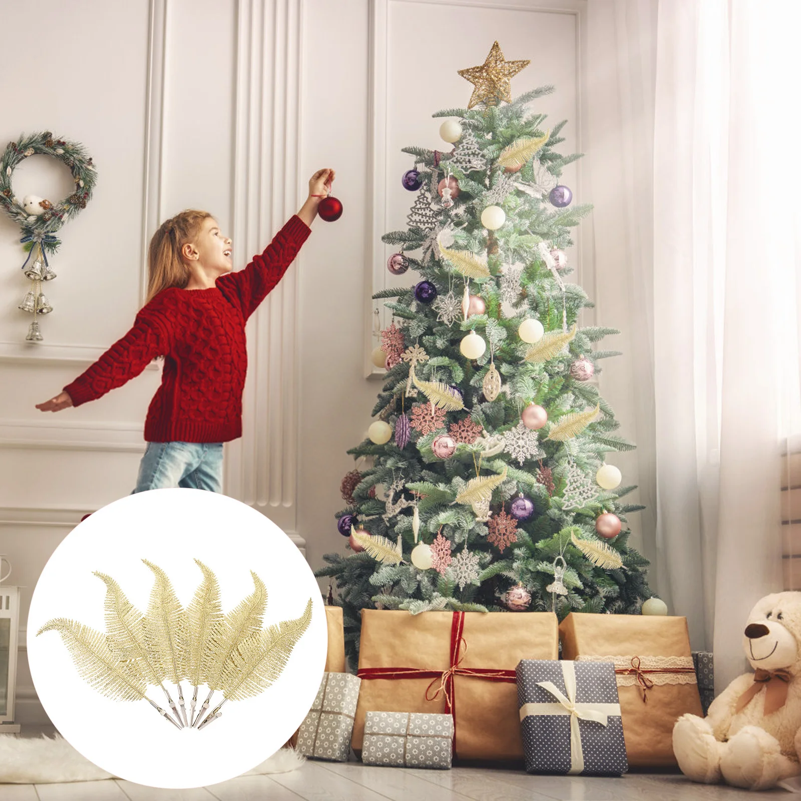 

Ciieeo 6pcs Christmas Simulation Leaves Tree Filler Vase Decor Centerpiece Xmas Ornament Spray Picks Plastic Greenery Decoration