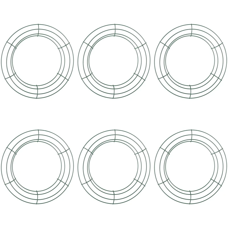 

6 шт., темно-зеленый венок из проволоки, кольца, венок из проволоки, рамка для рождества, Нового года, украшение на День святого Валентина (10 дюймов)