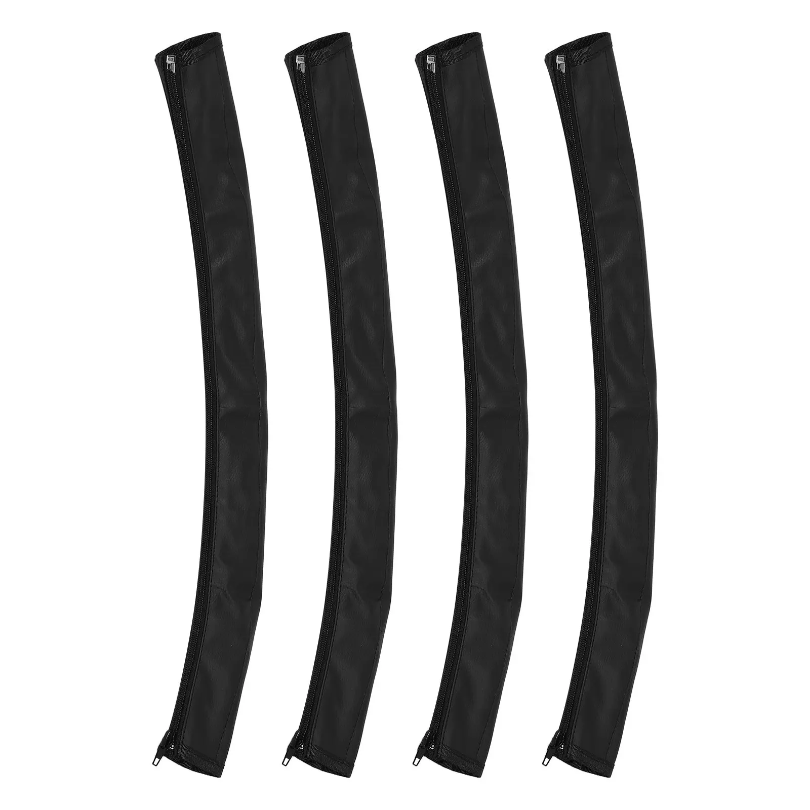 4pcs Baby Stroller Handle Covers – Black PU Non-Slip Washable Armrest Sleeves with Zipper