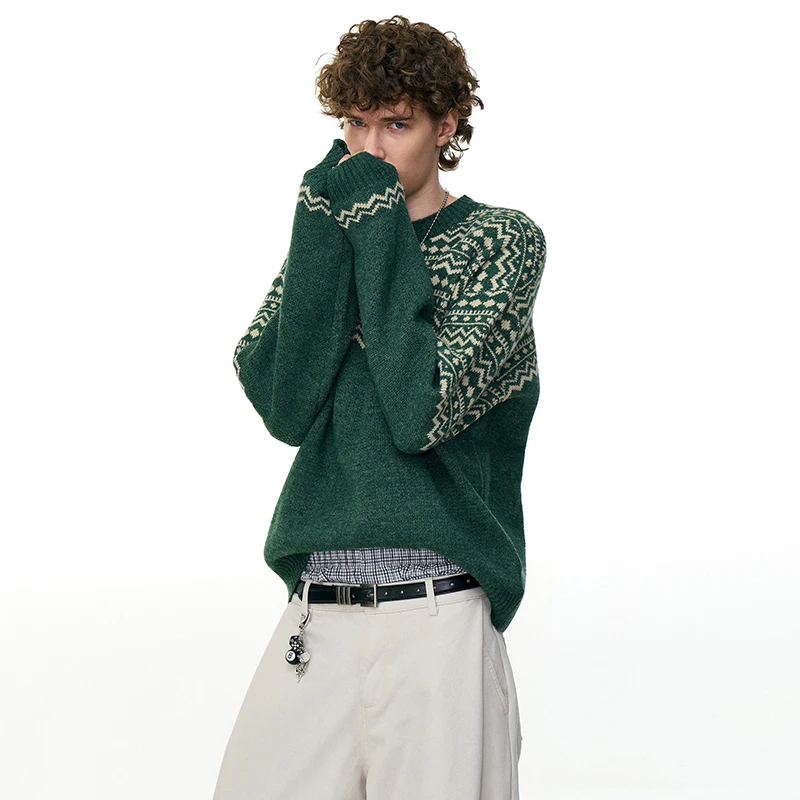 LUZHEN модный вязаный пуловер с геометрическим узором и длинными рукавами, мужские топы, осень 2029, оригинальный повседневный свитер высокого качества JY3884