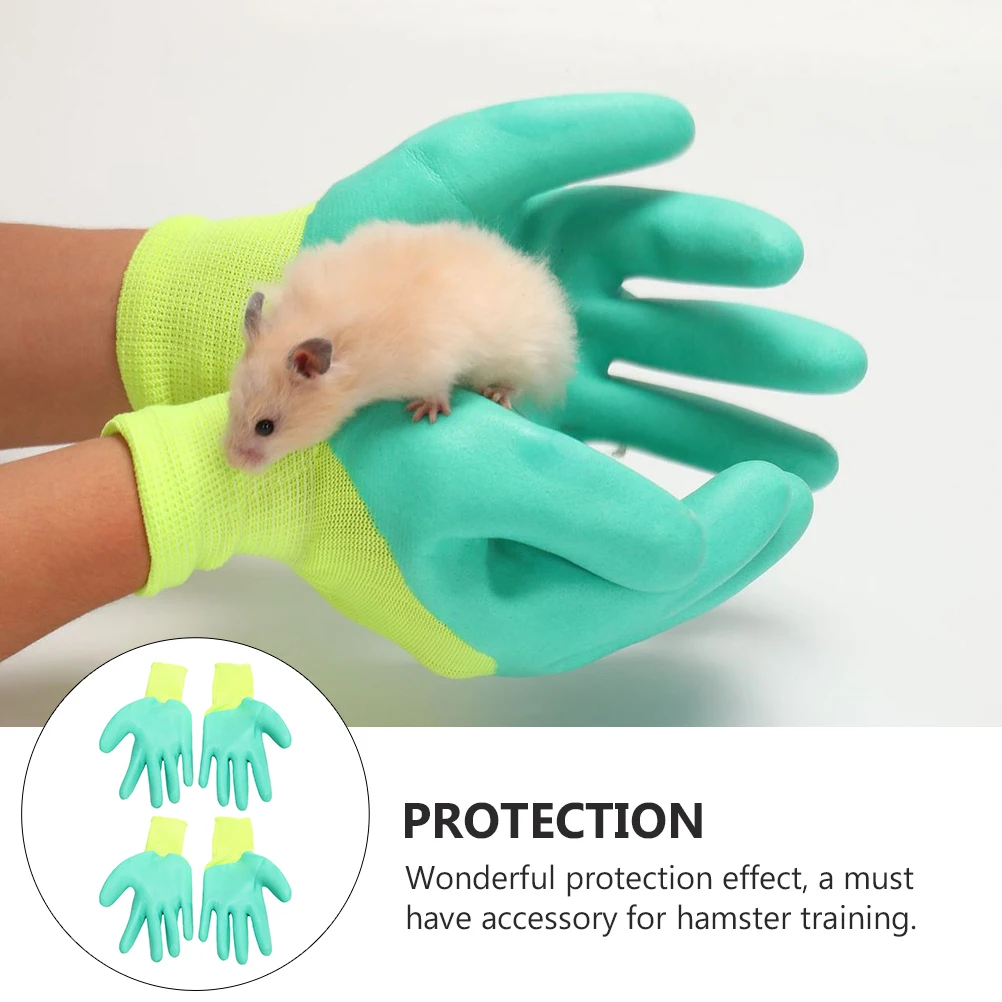 2Pairs Hamster Anti-Bite Protective Gloves Pet Training Gloves Rubber Thickening Hand Protection for Secure Pet Keeping