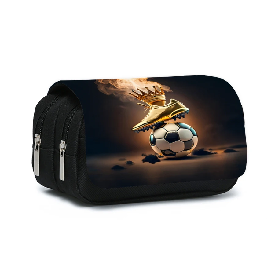 Football Pattern Double Layered Flip Pen Case For Boy/Girls Best Gifts 2D Flat Cartoon Teenagers Pen Bag School Supplies