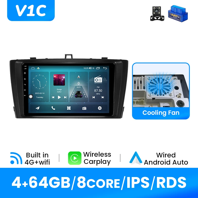 Android 14 Autoradio Speler Voor Toyota Avensis 2009-2015 GPS Draadloze Carplay Android Auto IPS Scherm Multimedia DSP 4G Wifi