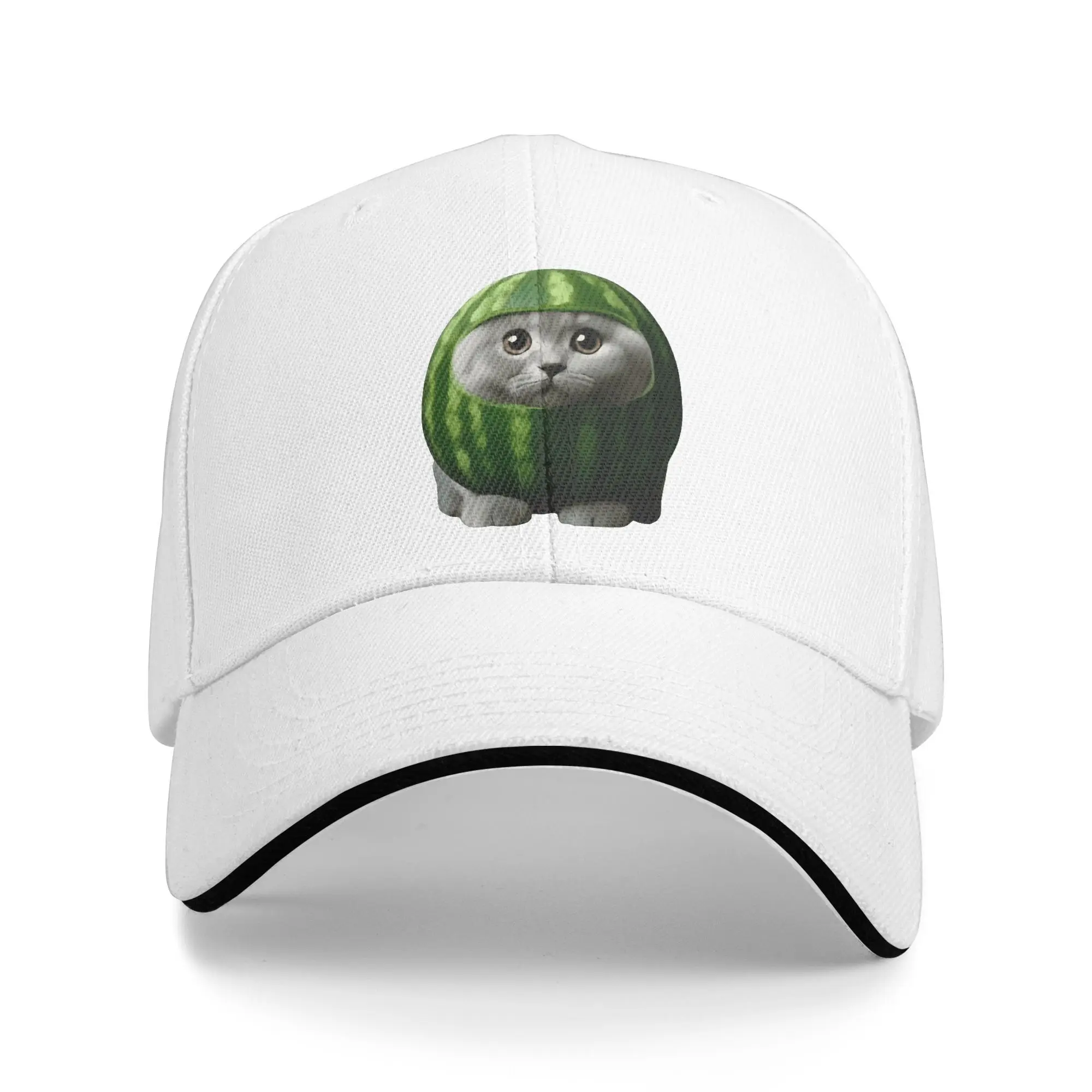 

Watermelon Cat Silly Cat Meme Baseball Cap Outdoor Gym Sun-Proof Hip Hop Hats Couple Women y2k Funny Print Snapback Cap