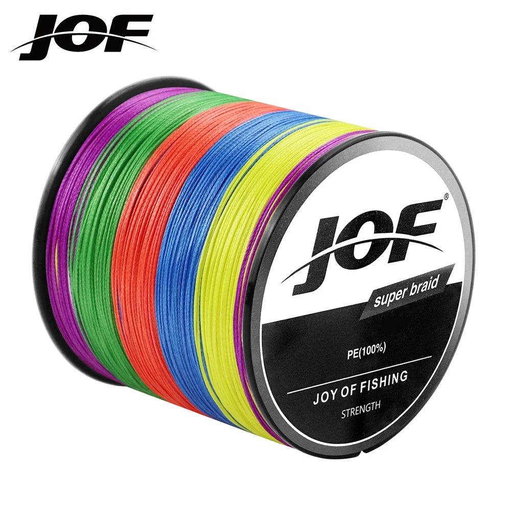 JOF X4 500M 300M 100M Braided Fishing Line 4 Strands MultiColor Multifilament Saltwater PE Line 10 12 18 28 35 40 50 62 82LB