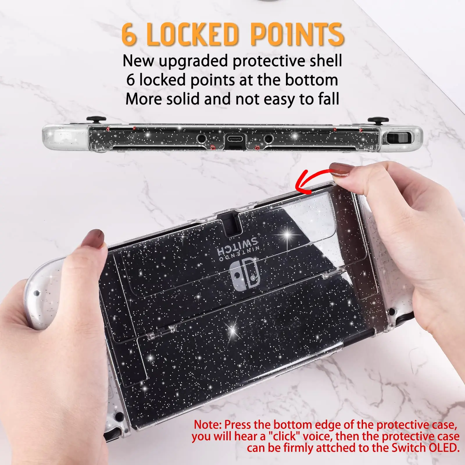 Glitter Case For Nintendo Switch OLED Protective Cute Shell Dockable Case Cover for NS Switch OLED Hard Joycon Case