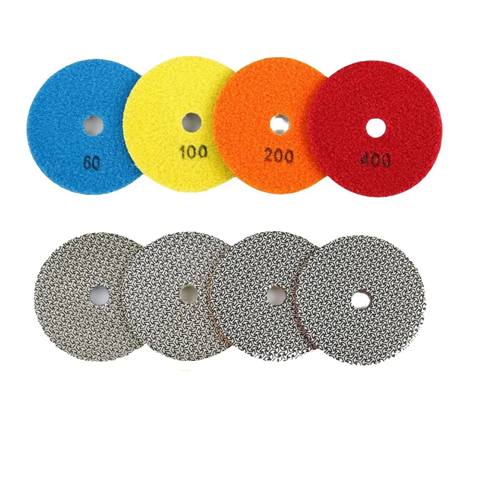 Tampone per lucidatura da 4 pezzi da 3 pollici Tampone per lucidatura a secco con smeriglio elettrolitico per disco abrasivo per marmo granito Disco per lucidatura in pietra ceramica
