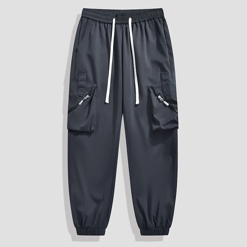 LIBIELIY TRAF Pantaloni da lavoro casual da uomo alla moda con coulisse, tasche con cerniera, dettagli squisiti, Fashion Sense Pull