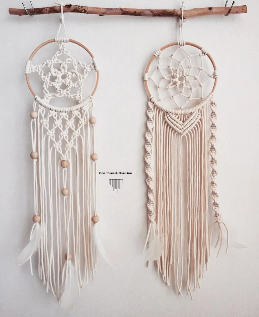

Handwoven Dream Catcher Kit Cotton Material DIY Crafts Girl's Heart Forest System Dream Bell Hanging Ornament Nordic Style ro...