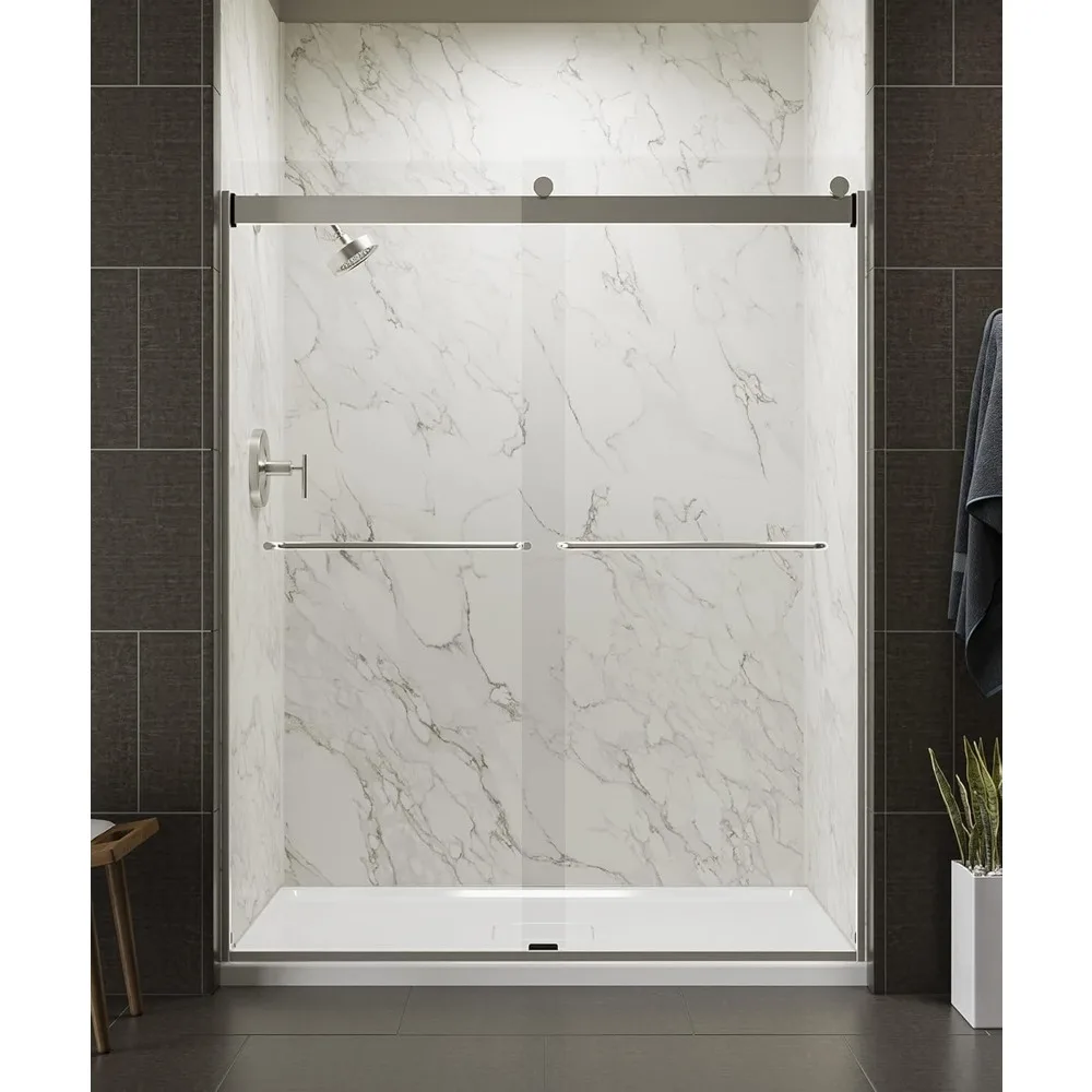 Shower Door, 74.00 x 3.06 x 59.63 inches, Crystal Clear with Matte Nickel frame