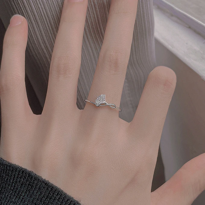 

VIVILADY 925 Silver Adjustable Zirconia Leaves Rings for fashion Women Fine Jewelry Minimalist Accessories
