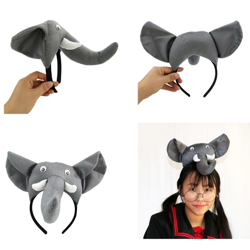 Adorkable Elephant Headpiece Proms Birthday Hairbands Fun Headwear Cartoon Elephant Festive Hair Headwear C1FC