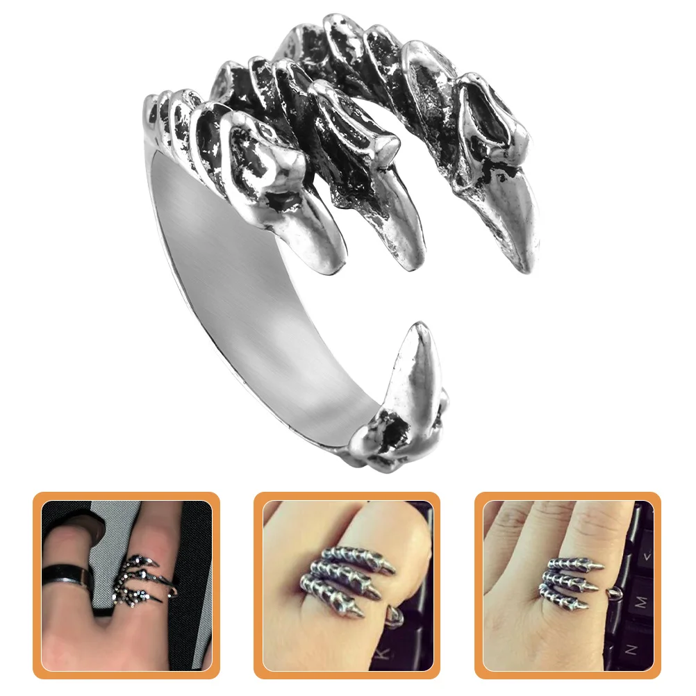 

Unique Dragon Claw Men Ring Strong Alloy Material Adjustable Open Design Fashionable Personalized Ring for Daily Wear Eye