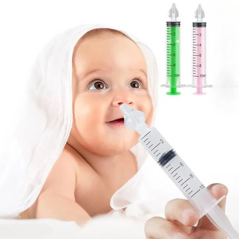 

10ml Baby Nose Cleaner with Silicone Nasal Suction Tips Syringe Nasal Irrigator Portable Needle Tube Nasal Washer for Infants