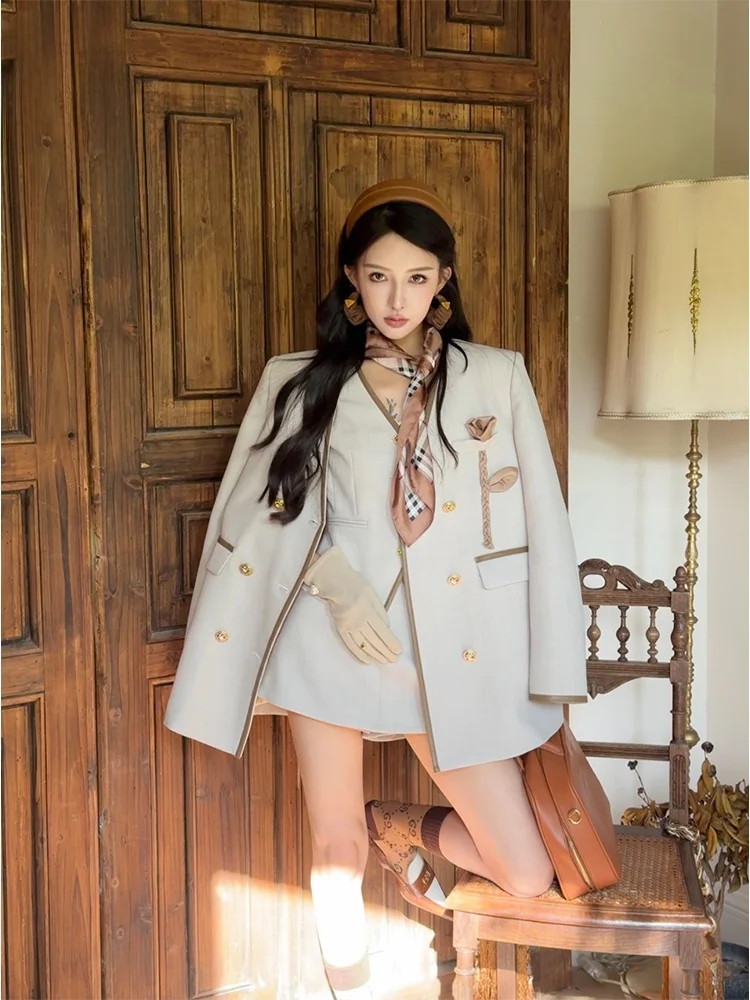 

Оригинальный комплект PITAO Cambrie: высококачественный жилет, юбка, брюки и рубашка с длинным рукавом на пуговицах из полиэфирного волокна