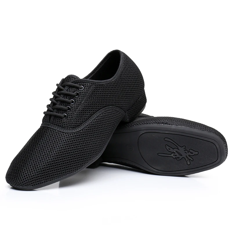 Men Modern Dance Shoes Boys Canvas Latin/Tango/Ballroom Shoes Rubber/Soft Sole Low Heels Man Dancing Shoes Black Professional