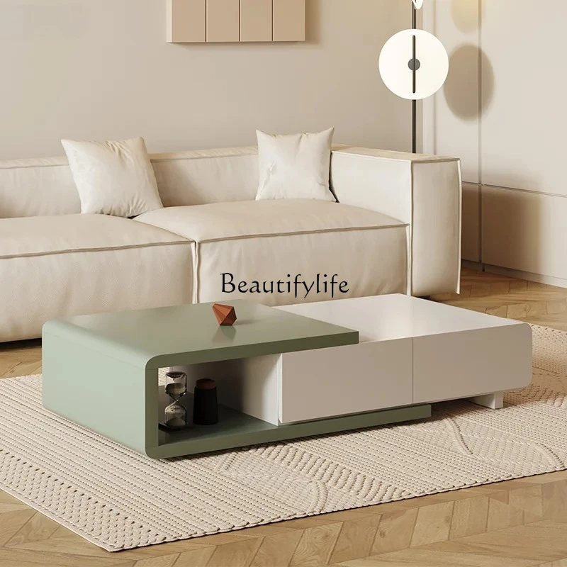 Tavolino da tè in legno massello con vernice da forno, tavolino da caffè telescópico semplice e minimalista para la casa