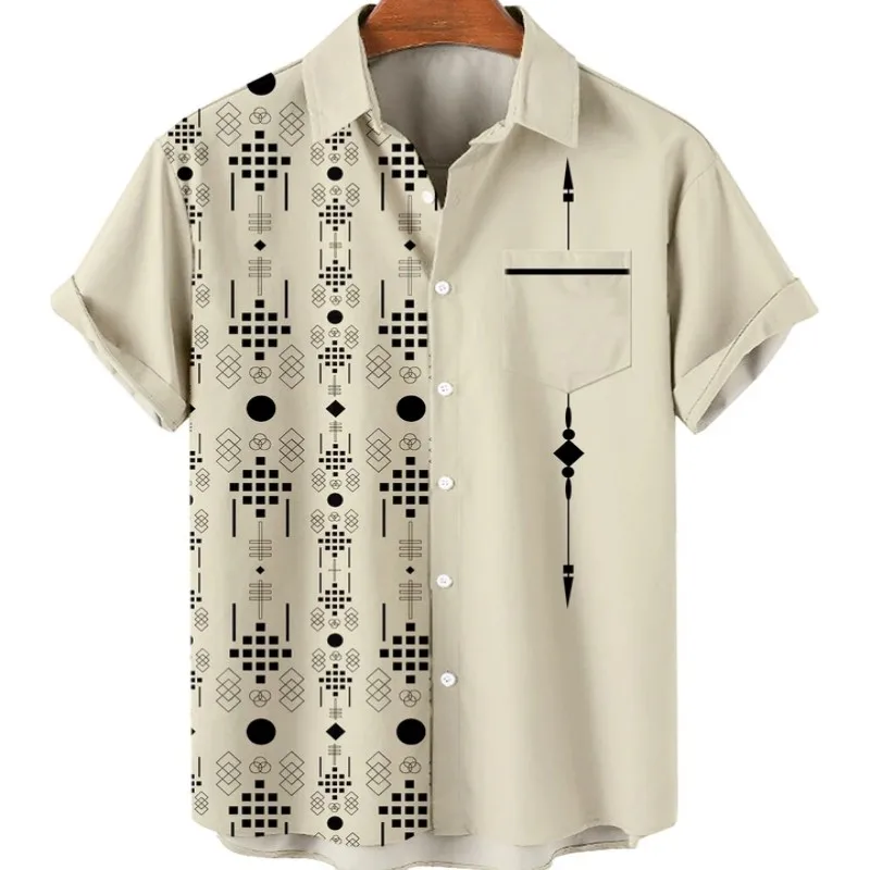 Camisa social casual de contraste de cor masculina, compressão lisa, padrão de costura, manga elegante, grafite extragrande, Y2k, 2024