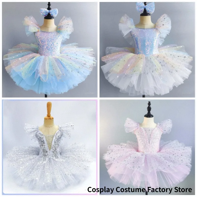 Enfant Ballet Skirt Adorable Colorful Chicas Sequin Princess Skirt Ballet Puffy Skirt Dance Costume Stage Performance Dress