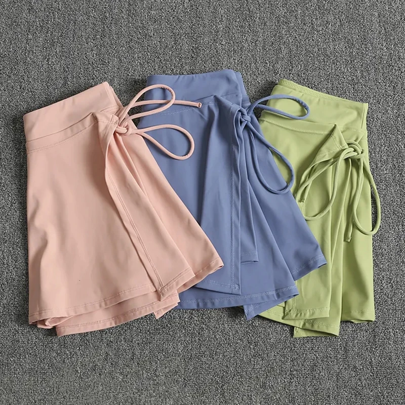 Rimocy Women Sports Tennis Fitness Short Skirts 2024 Summer Quick Drying Lace Up Yoga Skirts Woman Mini Golf Sporting Skirts