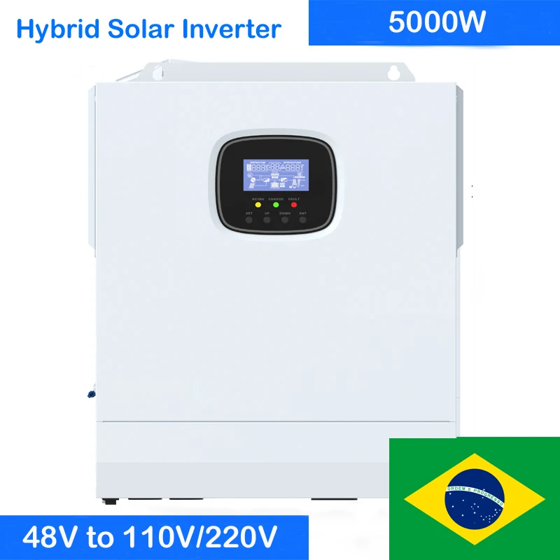 5000W 5KW Hybrid Solar Inverter Off Grid 48V DC to 110V 120V 220V AC Output with 80A MPPT Solar Charger Max 500V PV  HSI5000U