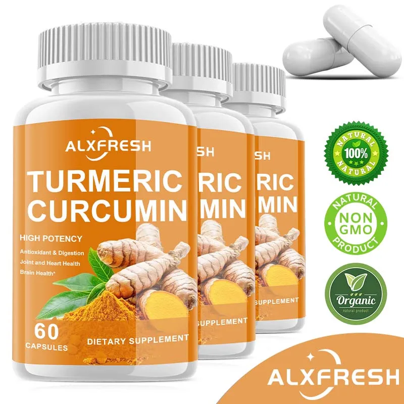 Curcumin Capsules Potent Anti-inflammatory Effects Relieve Joint Swelling  Stiffness Slow Aging Improve Mood Promote Digestion