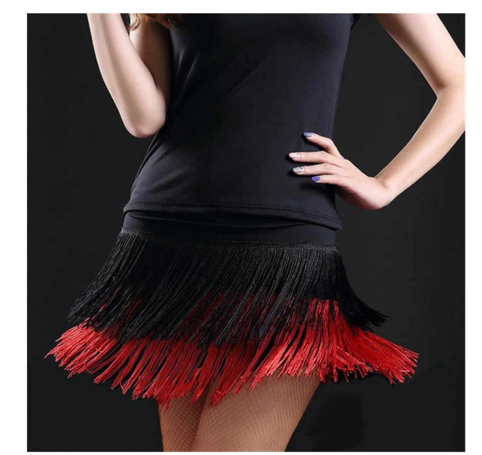

1 шт./лот, женская модная юбка с кисточками для латинских танцев, женская цветная юбка для танцев ча-ча