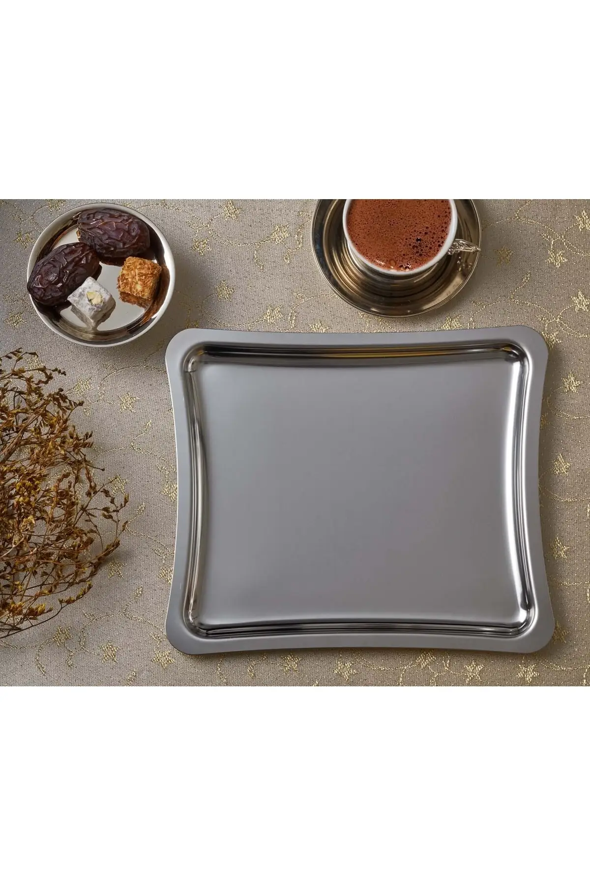 

2 pcs Shiny presentation tray luxury 2022 tray Tea tray Tea tray