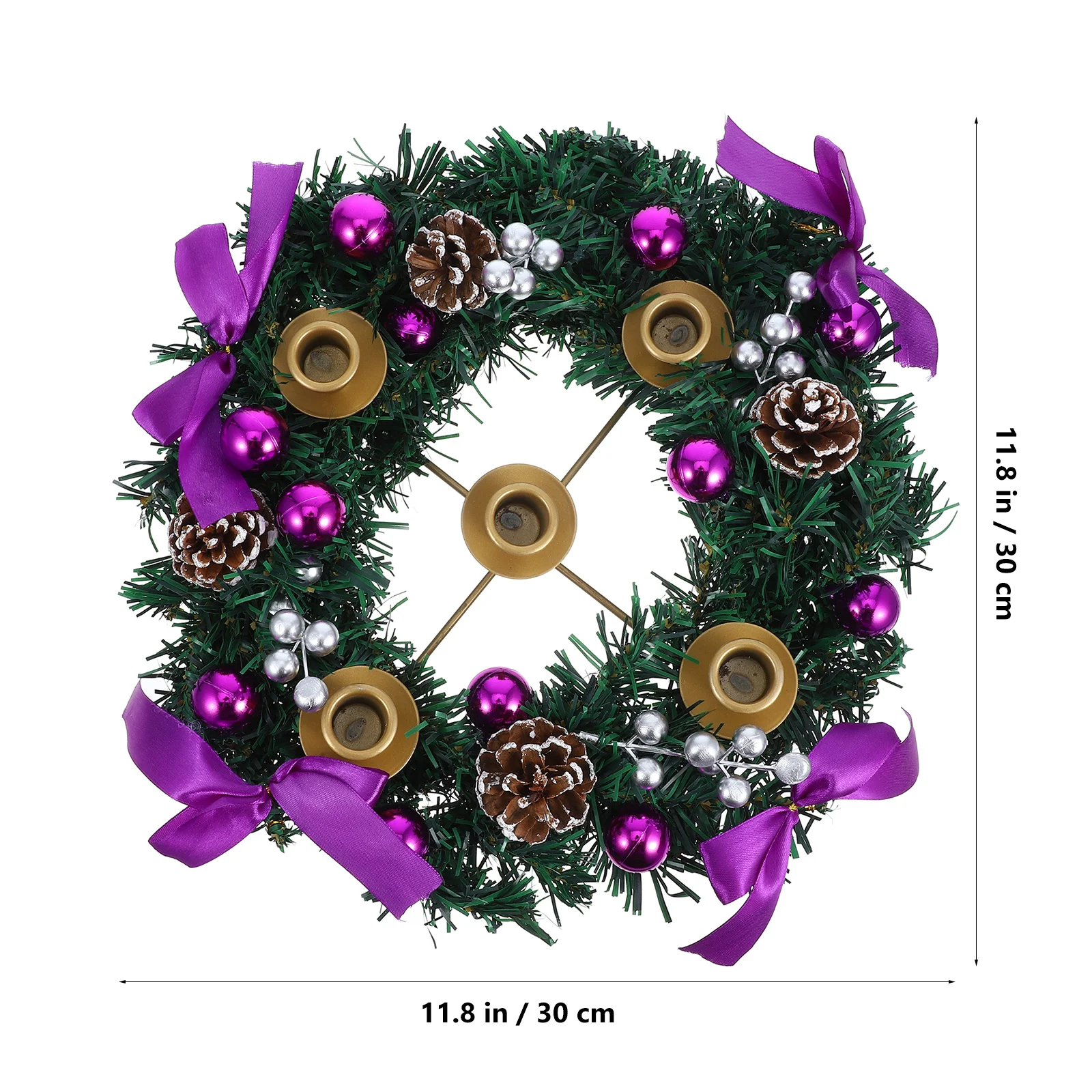 عطلة مجيء الشموع الدائري 5 حامل الشموع أشرطة الأرجواني عيد الميلاد محور بريق التوت ديكور عيد الميلاد الجدول الشمعدان #6