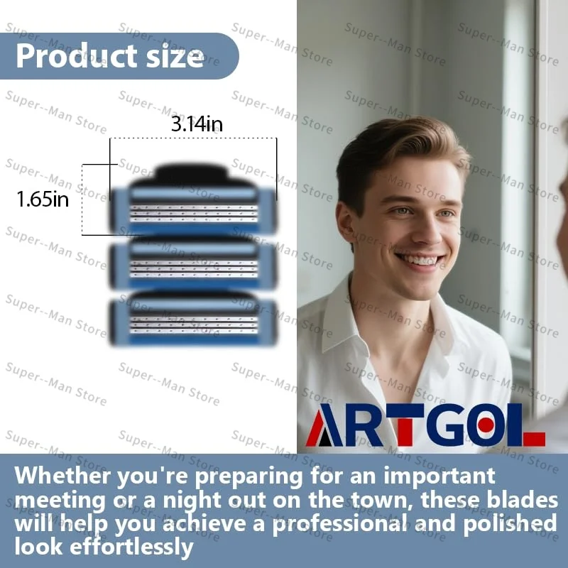 3-Layer Men's Safety Razor Compatible with Three-Layer Blade Mach Manual Shaving Handle Reusable Quality Shave