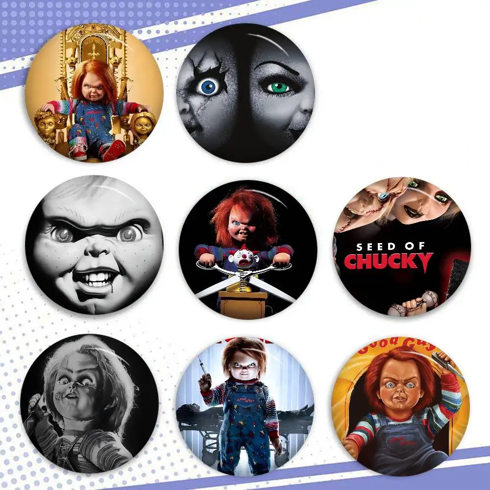 Horror Movie Chucky Child's Play Soft Button Pin Funny Silly Gnarpy On A Skateboard Meme Badge Gamer Collection Gifts