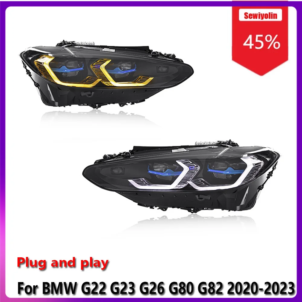 

Автомобильные светодиодные фары аксессуары для BMW G22 G23 G26 G80 G82 2020-2025 Dual Drls DRL тормозной указатель поворота Plug And Play