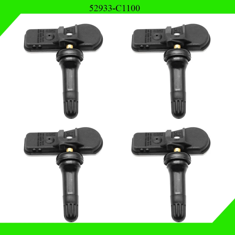52933-C1100 Датчик шин 4 шт. для Hyundai Creta IX25 Tucson I40 IX35 Sonata 2014-2019 Система контроля давления в шинах TPMS 433 МГц 52933-C1100 Датчик шин 4 шт. для Hyundai Creta IX25 Tucson I40 IX35 Sonata 2014-2019 Система контроля давления в шинах TPMS 433 МГц