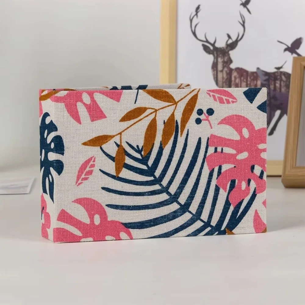 Mini Photo Album Horizontal Insert Design Linen Printed Picture Albums Loose-leaf 36 Pockets Small Scrapbook Album