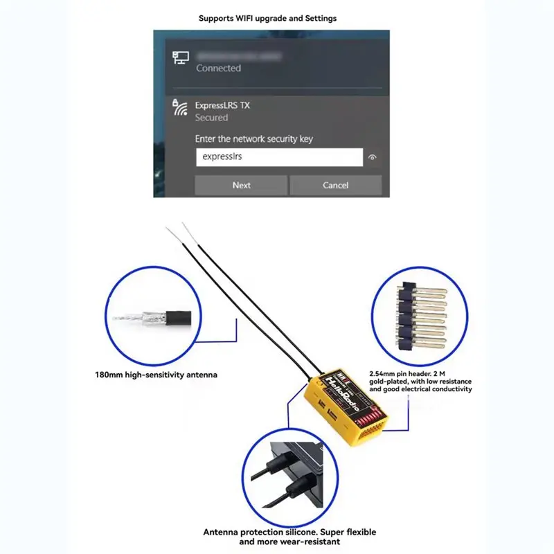 ABUM-HR7E ELRS PWM Receiver 2.4Ghz For Fixed Wing RC FPV Drones- High Sensitivity Long Range RX Expresslrs CRSF Interface B
