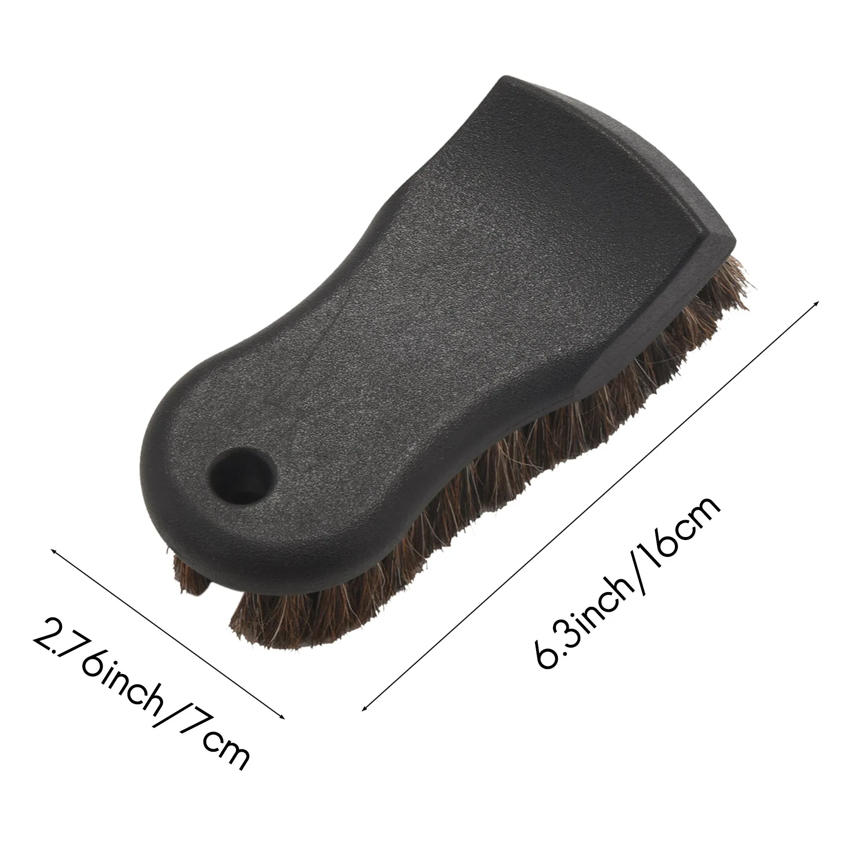 

N26R-Car Cleaning Brush, Soft Horse Hair Detailing Brush Non-Slip Handle Wash Vehicle Brush For Rim Chassis, Radiator Grille